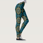 Groen blauw fractaal sacraal patroon leggings (Rechts)