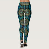 Groen blauw fractaal sacraal patroon leggings (Achterkant)