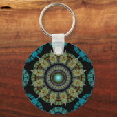 Groen blauw fractaal sacraal patroon sleutelhanger (Voorkant)
