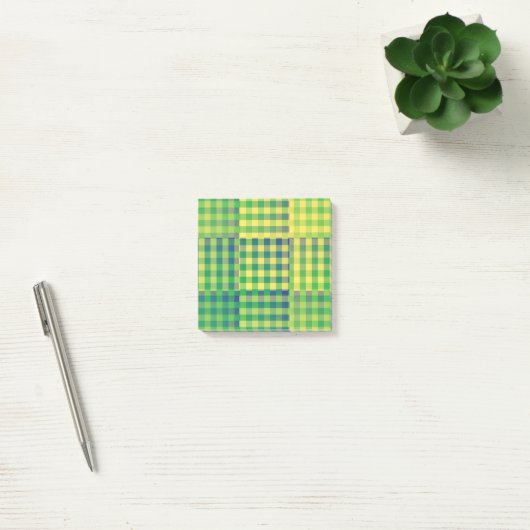Groen Blauw Geel Geruit Patchwork Patroon Post-it® Notes (Kantoor)