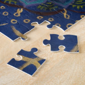 Groen, blauw, geel Mandala schilderij Legpuzzel (Zijkant)