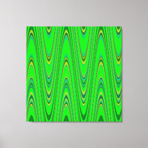 Groen Blauw Geel Modern Geometrisch Golfpatroon Canvas Afdruk