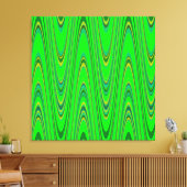 Groen Blauw Geel Modern Geometrisch Golfpatroon Canvas Afdruk (Insitu (Woonkamer))
