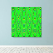 Groen Blauw Geel Modern Geometrisch Golfpatroon Canvas Afdruk (Insitu (Houten vloer))