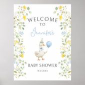 Groen Blauw Gekke Gans Baby shower Welkomstbord Poster (Voorkant)