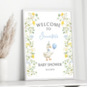 Groen Blauw Gekke Gans Baby shower Welkomstbord Poster