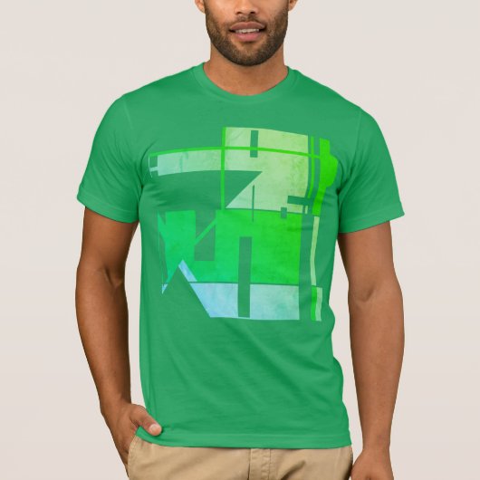 Groen Blauw Geometrische Abstracte Zuidwest Art Lo T-shirt (Voorkant)