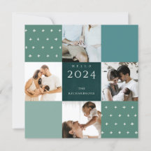 Groen Blauw Geruit 4 Foto Kruis Hallo 2022 Nieuw J
