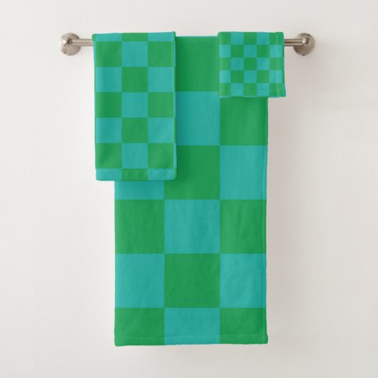 Groen blauw geruit Gingham patroon Bad Handdoek (Insitu)