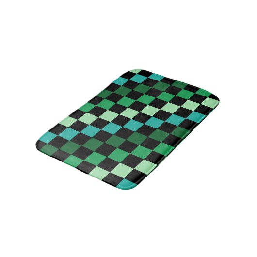 Groen blauw geruit Gingham patroon Badmat (Gekanteld)