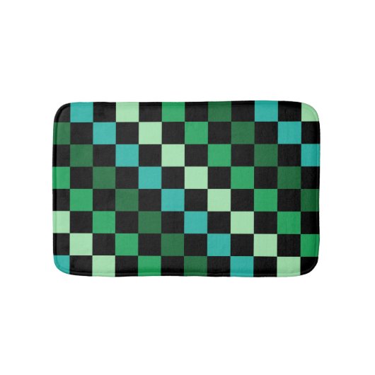 Groen blauw geruit Gingham patroon Badmat (Voorkant)