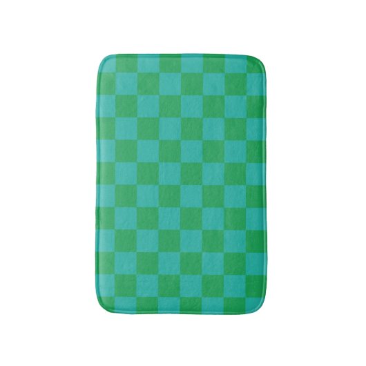 Groen blauw geruit Gingham patroon Badmat (Voorkant Verticaal)