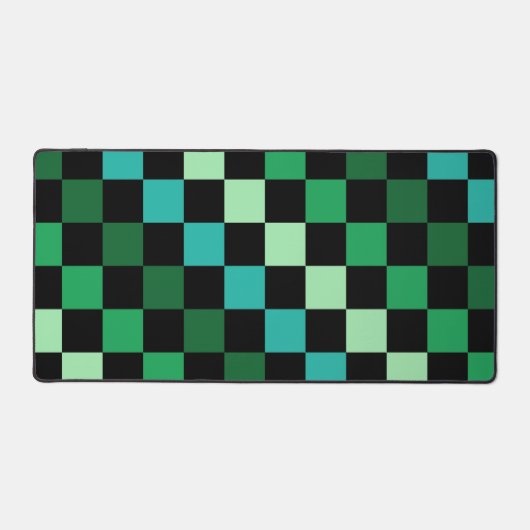 Groen Blauw Geruit Gingham Patroon Bureaumat (Voorkant)