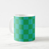Groen blauw geruit Gingham patroon Koffiemok (Voorkant links)