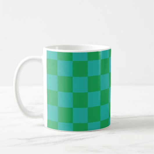 Groen blauw geruit Gingham patroon Koffiemok (Links)