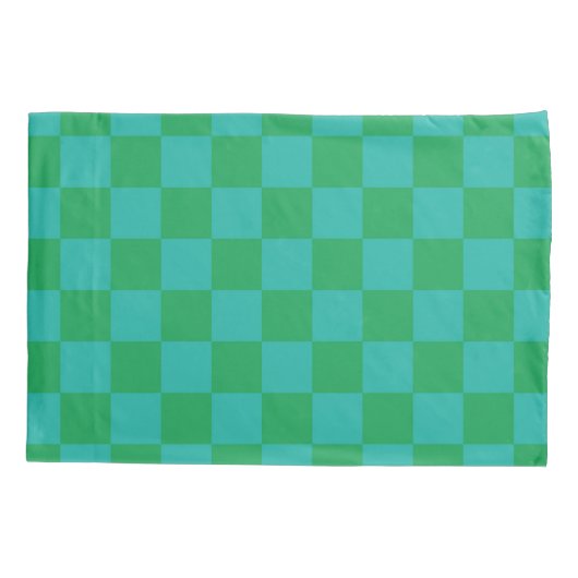 Groen blauw geruit Gingham patroon Kussensloop (Achterkant)