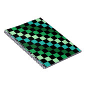 Groen blauw geruit Gingham patroon Notitieboek (Rechterzijde)