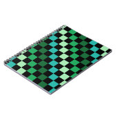 Groen blauw geruit Gingham patroon Notitieboek (Linkerzijde)