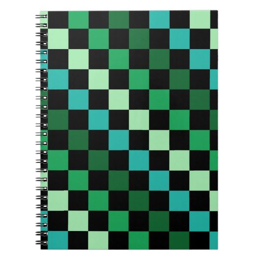 Groen blauw geruit Gingham patroon Notitieboek (Voorkant)