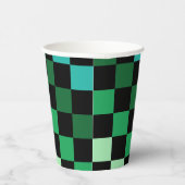 Groen blauw geruit Gingham patroon Papieren Bekers (Rechts)