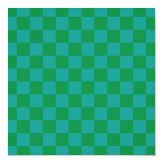 Groen blauw geruit Gingham patroon Perfect Poster (Voorkant)