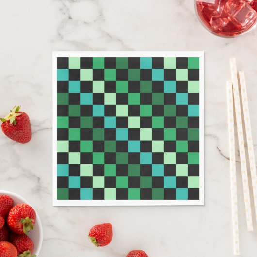 Groen blauw geruit Gingham patroon Servet (Insitu)