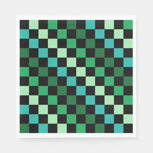Groen blauw geruit Gingham patroon Servet (Voorkant)