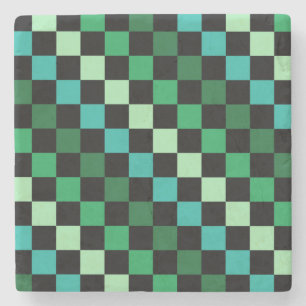 Groen blauw geruit Gingham patroon Stenen Onderzetter