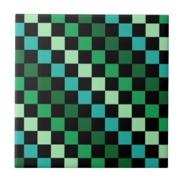 Groen blauw geruit Gingham patroon Tegeltje