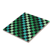 Groen blauw geruit Gingham patroon Tegeltje (Zijkant)