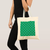 Groen blauw geruit Gingham patroon Tote Bag (Voorkant (product))
