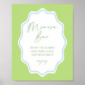 Groen blauw geschulpte Lijst Bridal Mimosa Bar Poster (Voorkant)