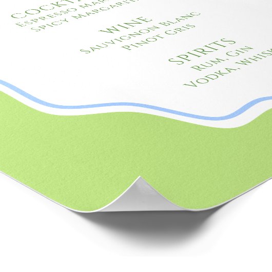 Groen blauw geschulpte Lijst Bruids Drinken Poster (Hoek)