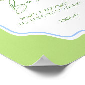 Groen blauw geschulpte Lijst bruidsbloemenbar Poster (Hoek)