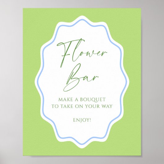 Groen blauw geschulpte Lijst bruidsbloemenbar Poster (Voorkant)