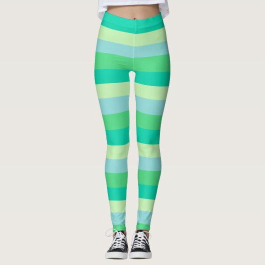 Groen/Blauw Gestreepte Leggings (Voorkant)
