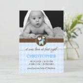 Groen Blauw Giraffe Baby Foto Geboorteaankondiging Aankondiging (Staand voorkant)