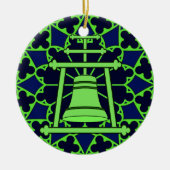 Groen/blauw Glas in lood Raincross Design Keramisch Ornament (Voorkant)