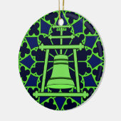 Groen/blauw Glas in lood Raincross Design Keramisch Ornament (Links)