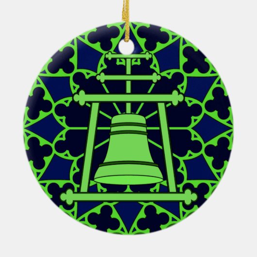 Groen/blauw Glas in lood Raincross Design Keramisch Ornament (Achterkant)