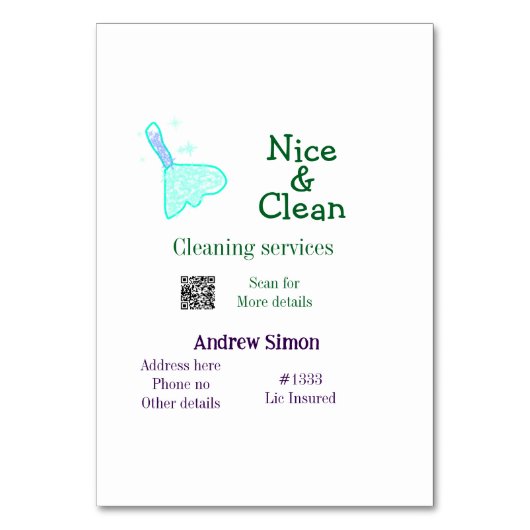 Groen blauw glitter schone dweil voeg naam adres q kaart (Voorkant)