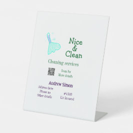 Groen blauw glitter schone dweil voeg naam adres q reclamebord met voetstuk