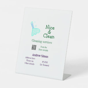 Groen blauw glitter schone dweil voeg naam adres q reclamebord met voetstuk