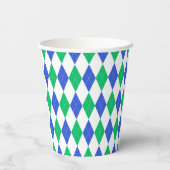 Groen & Blauw Golf Argyle Patroon Papieren Bekers (Achterkant)