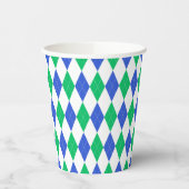 Groen & Blauw Golf Argyle Patroon Papieren Bekers (Links)