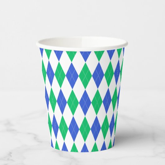 Groen & Blauw Golf Argyle Patroon Papieren Bekers