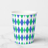 Groen & Blauw Golf Argyle Patroon Papieren Bekers (Rechts)