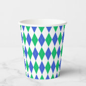 Groen & Blauw Golf Argyle Patroon Papieren Bekers (Voorkant)