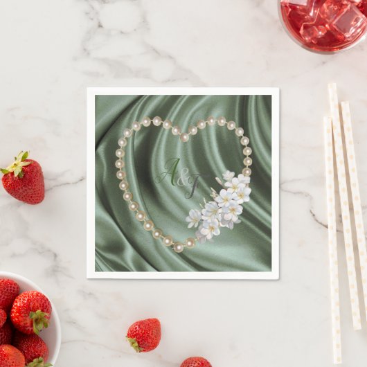 Groen, blauw, goud, ivoren zijde en parels luiers servet (Insitu)