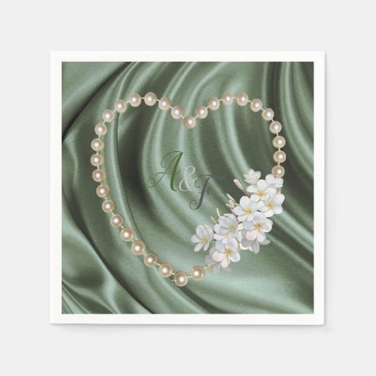 Groen, blauw, goud, ivoren zijde en parels luiers servet (Voorkant)